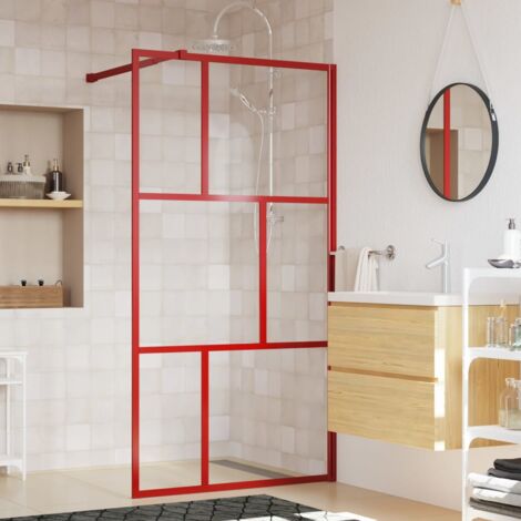 Paroi de douche avec verre ESG transparent rouge 115x195 cm vidaXL