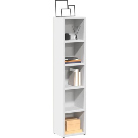 Vidaxl – Armoires à CD 2 pcs blanc 21x16x93,5 cm aggloméré – 5 compartiments pour 80 CD – Design compact pour petits espaces
