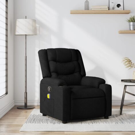 Vidaxl – Fauteuil relax inclinable noir en tissu – Massage par vibrations 6 points – Inclinaison manuelle jusqu'à 135° – Dimensions 77x93x99cm - vidaXL27003