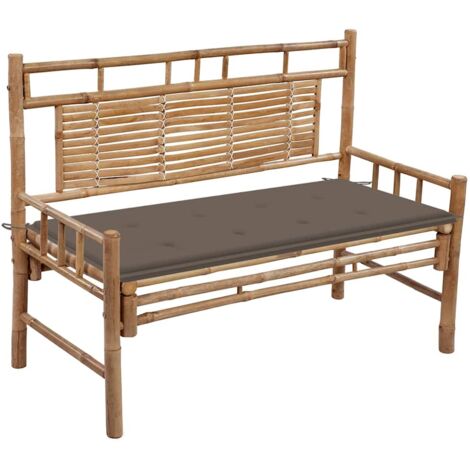 vidaXL Banc de jardin avec coussin 120 cm Bambou