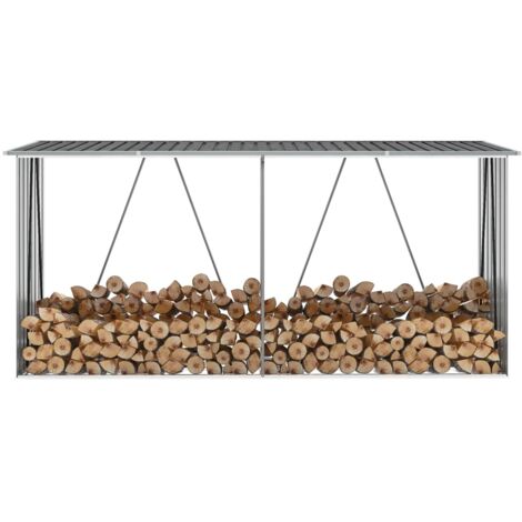 Vidaxl – Abri à bûches extérieur en acier galvanisé 330x84x152cm – Couleur anthracite – Circulation d'air pour bois aéré et sec