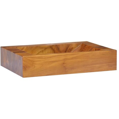 Vidaxl – Vasque à poser en bois de teck massif 50x35x10 cm – Facile à nettoyer – Pour espaces modernes – Aspect lisse et durable