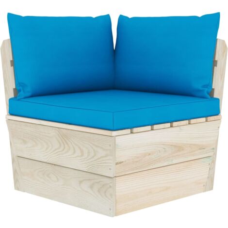 vidaXL Canapé d'angle palette de jardin avec coussins Épicéa imprégné