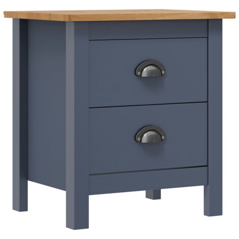 Vidaxl – Table de chevet moderne gris 46x35x49,5 cm – Bois de pin massif – 2 tiroirs avec poignées de tasse – Assemblage requis