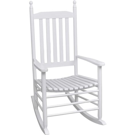 vidaXL Chaise à bascule avec siège incurvé Blanc Bois (1/5)