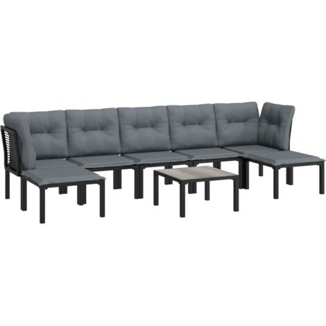 vidaXL 8 Piece Garden Lounge Set Black and Grey Poly Rattan (1/5)