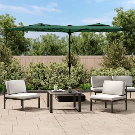 Parasol de jardin à double tête avec LED vert 316x145 cm vidaXL