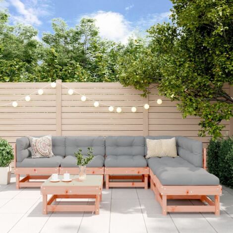 vidaXL Salon de jardin 7 pcs avec coussins bois massif douglas (1/5)