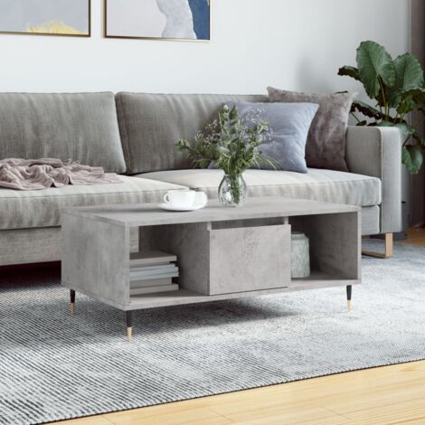 vidaXL Table basse Gris béton 90x50x36,5 cm Bois d'ingénierie (1/5)