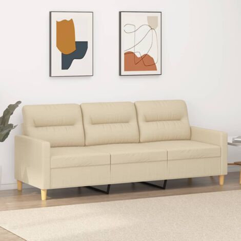 Vidaxl – Canapé droit 3 places crème 180 cm – Tissu polyester 100% – Accoudoirs rembourrés – Design moderne et épuré – Confort optimal