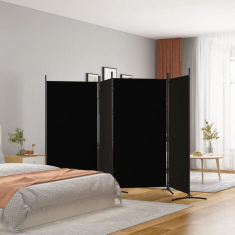 Vidaxl – Cloison de séparation pliable 4 panneaux – Tissu polyester noir 346x180 cm – Design épuré pour séparation d'espaces