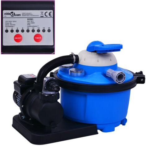 Vidaxl – Pompe de filtration à sable 450 W – Minuterie intégrée – Débit max 25 L/h – Compatible avec piscines hors sol (1/5)