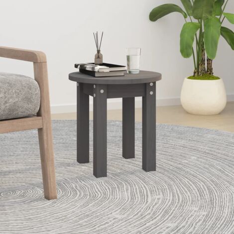 vidaXL Table basse Gris Ø 35x35 cm Bois massif de pin (1/5)