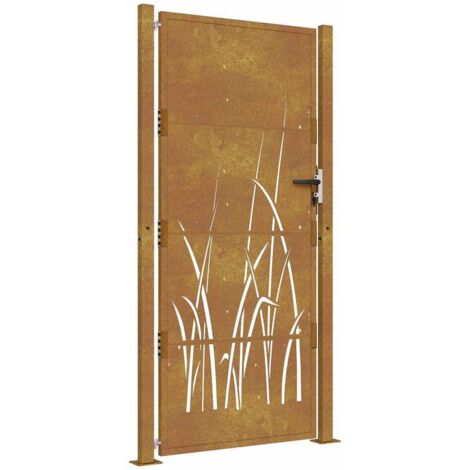 Vidaxl – Portail aluminium 100x200 cm en acier corten – Design découpé au laser – Système verrouillable – Résistant aux intempéries (1/5)