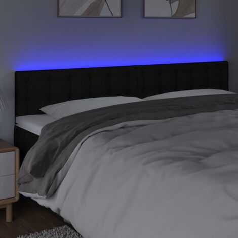 Tête de lit à LED Noir 200x5x78/88 cm Tissu vidaXL