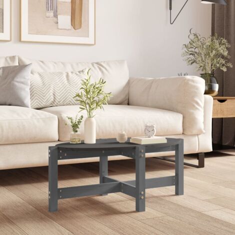 vidaXL Table basse Gris 87x48x35 cm Bois massif de pin (1/5)