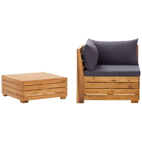 vidaXL Salon de jardin 2 pcs avec coussins Bois d'acacia solide (1/5)
