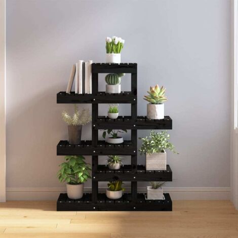 Support à plantes Noir 85x25x109,5 cm Bois massif de pin vidaXL