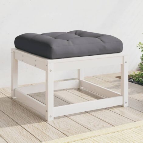 vidaXL Repose-pied de jardin avec coussins blanc bois de pin massif
