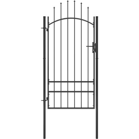 Vidaxl – Portail de jardin acier 1x2,5 m noir – Verrouillable – Résistant à la rouille – Installation facile avec 2 poteaux – Design élégant