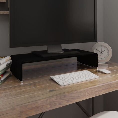 vidaXL Meuble TV/support pour moniteur 60x25x11 cm verre noir (1/5)