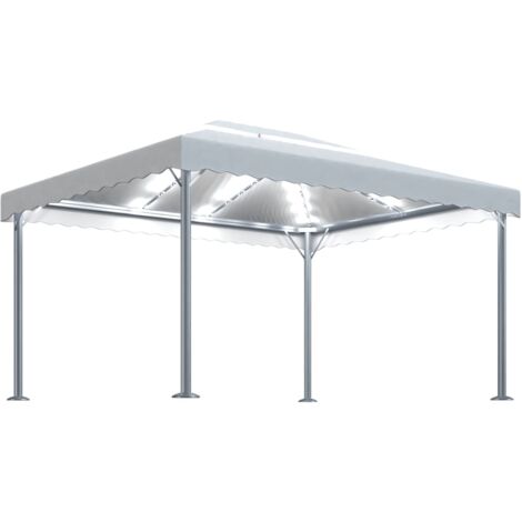 Vidaxl – Tonnelle crème 4x3 m avec guirlande lumineuse à LED – Aluminium et acier résistant à la rouille – Toit en tissu Oxford UV 270 cm (1/6)