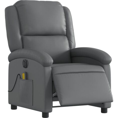 vidaXL Fauteuil de massage inclinable électrique gris similicuir (1/5)