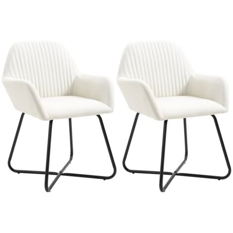 Vidaxl – Lot de 2 chaises scandinaves crème en tissu – Pieds en acier revêtu – Dimensions 61x61x84cm – Confort ergonomique pour salle à manger (1/10)