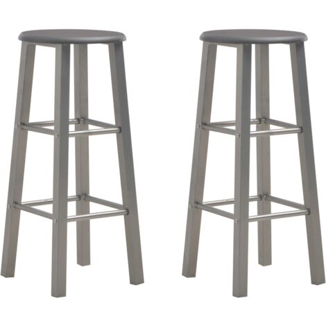 Vidaxl – Tabourets de bar 2 pcs hauteur d'assise 75 cm – Bois d'ingénierie anthracite – Structure acier robuste – Repose-pieds à 2 hauteurs