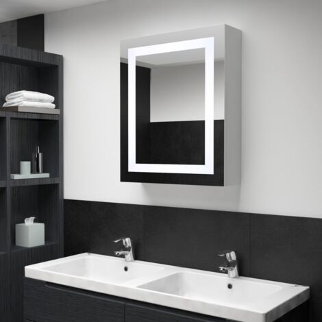 Vidaxl – Armoire murale de salle de bain à miroir LED 50x13x70 cm – 3 tablettes de rangement – Panneaux MDF mélaminés – Installation murale facile