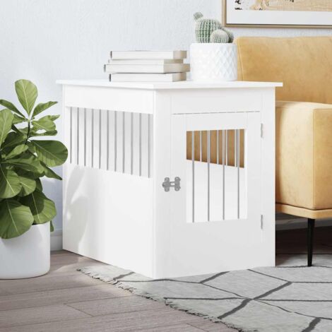 Vidaxl – Meuble de cage pour chien blanc 55x80x68 cm – Bois d'ingénierie – Avec porte verrouillable – Capacité 50 kg