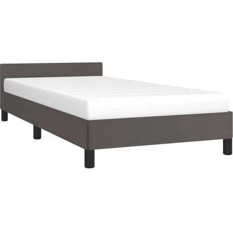 Cadre de lit avec tête de lit sans matelas gris 90x190 cm vidaXL (1/5)