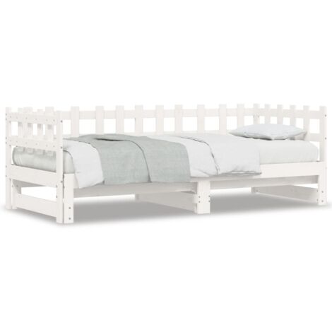 Lit coulissant sans matelas blanc 2x(90x190) cm bois massif vidaXL (1/6)