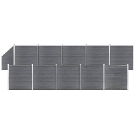 Ensemble de clôture WPC 10 Carré + 1 Incliné 1830x186 cm Gris vidaXL