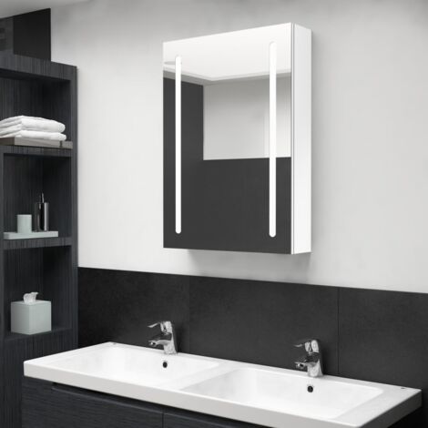 Armoire de salle de bain à miroir LED Blanc brillant 50x13x70cm vidaXL