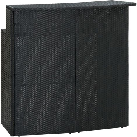 Vidaxl – Table de bar de jardin noir 120x55x110 cm – Résine tressée résistante aux intempéries – Cadre en acier enduit de poudre
