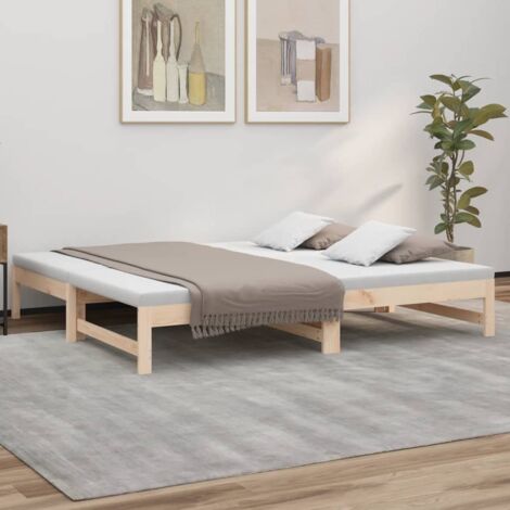 Vidaxl – Lit coulissant 2x(90x190) cm avec tiroirs en bois de pin massif – Sommier à lattes pour meilleure circulation de l'air (1/5)