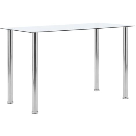 Vidaxl – Table de salle à manger transparente 120x60x75 cm – Verre trempé facile à nettoyer – Cadre en acier inoxydable durable