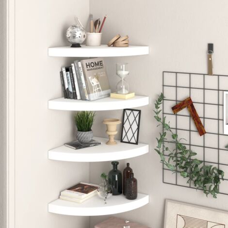 Étagères d'angle flottantes 4 pcs blanc 35x35x3,8 cm MDF vidaXL