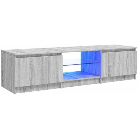 Vidaxl – Meuble TV sonoma gris 140x40x36 cm – Bois d'ingénierie – Lumières LED RVB – Résistance à l'humidité – Design moderne