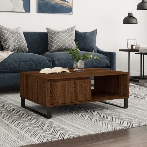 vidaXL Table basse chêne marron 90x60x35 cm bois d'ingénierie (1/5)