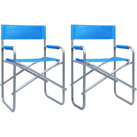 vidaXL Chaises de metteur en scène lot de 2 Acier Bleu