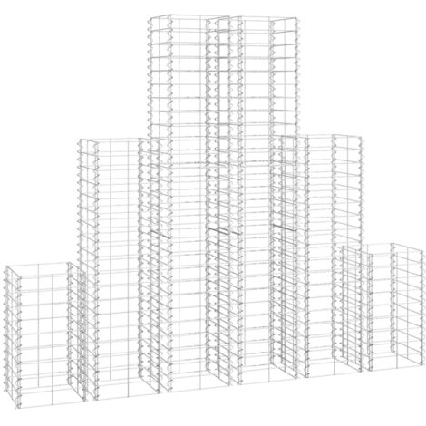 Vidaxl – Pack de 6 gabions en acier galvanisé 25x25x50/100/150 cm – Résistance 1400 kg/m³ – Assemblage facile – Pour murs de soutènement