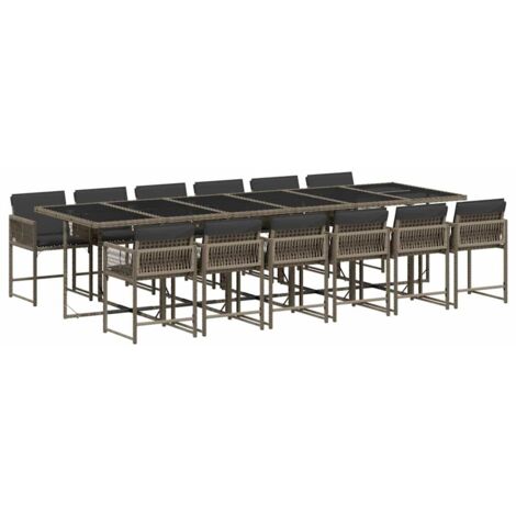 Ensemble à manger de jardin coussins 13 pcs gris résine tressée vidaXL