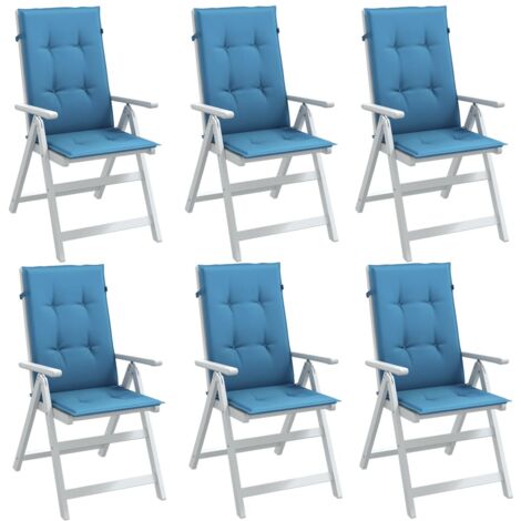 Coussins de chaise à dossier haut lot de 6 bleu mélangé tissu vidaXL