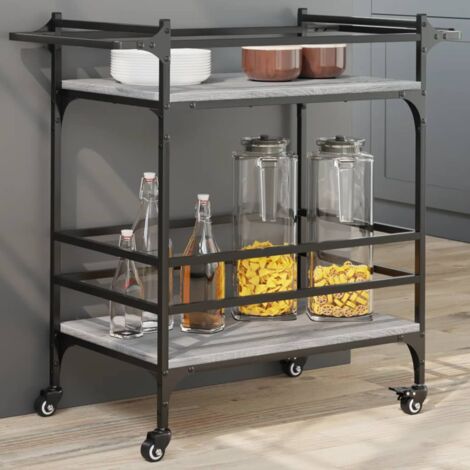 vidaXL Chariot de cuisine sonoma gris 82x40x78,5 cm bois d'ingénierie (1/5)