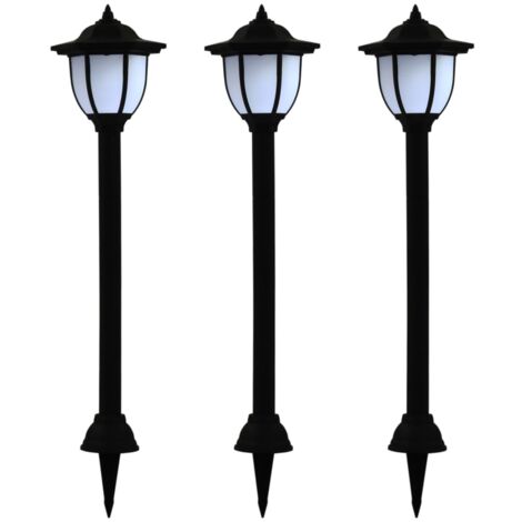 vidaXL Outdoor Solar Lamps 3 pcs LED Black