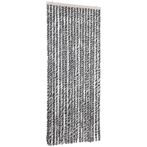 vidaXL Rideau anti-mouches gris et noir et blanc 56x185 cm chenille