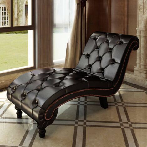 Vidaxl – Méridienne marron en similicuir – Dimensions 145 x 52 x 77 cm – Hauteur d'assise 42 cm – Rembourrage confortable avec motif losange