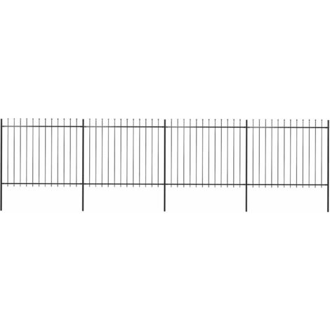 vidaXL Clôture de jardin avec dessus en lance Acier 6,8 x 1,5 m Noir